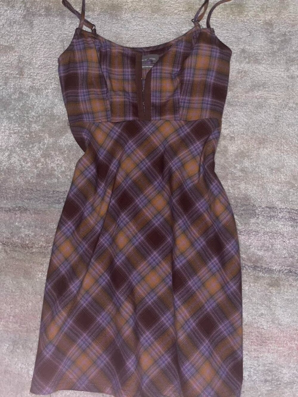Urban Outfitters Women's Purple and Brown Plaid Dress
